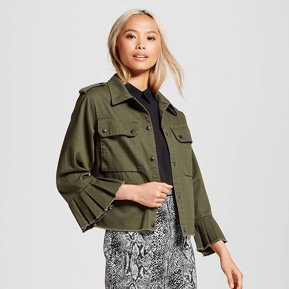 NWT Olive Military Style Crop Jacket - Picture 1 of 6